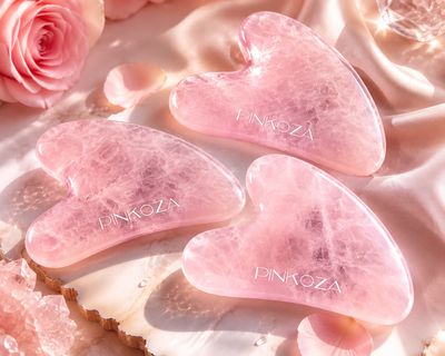 PINKOZA Pink Crystal Gua Sha | Heart Shape Facial Sculpting Tool