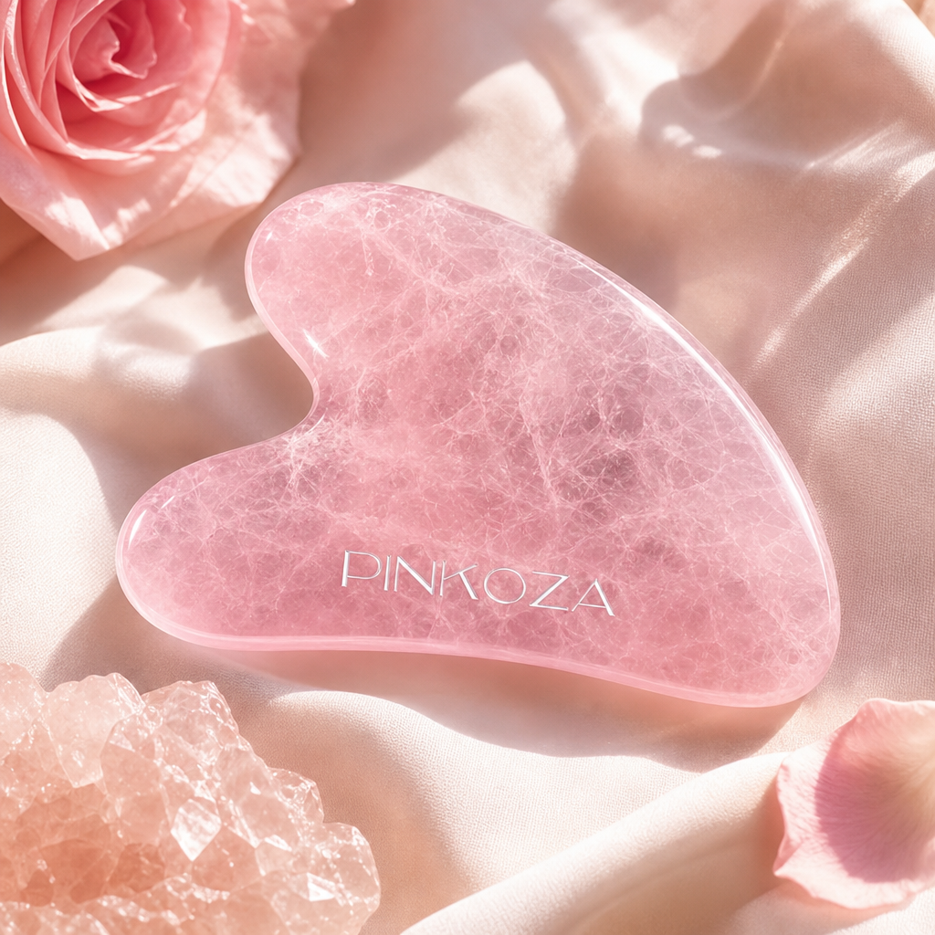 PINKOZA Pink Crystal Gua Sha | Heart Shape Facial Sculpting Tool